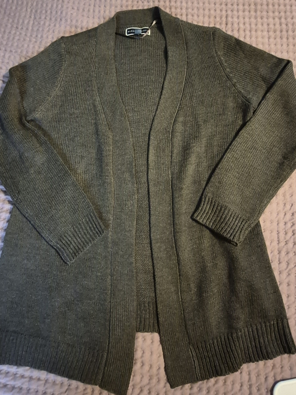 Karen Scott Open Front Cardigan in A Heathered Gray Size Large
